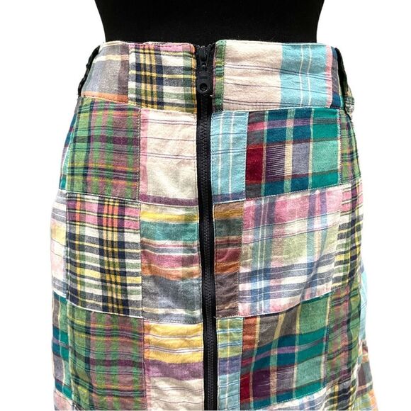 𝅺morrissey Y? Patchwork Zip Front Plaid Mini Skirt Sz 14 - Picture 3 of 14